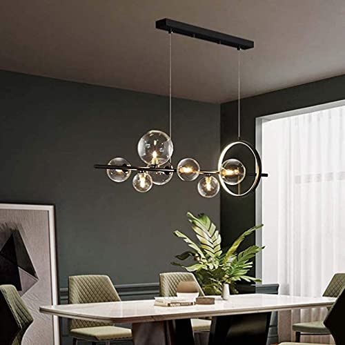 Lustre boule de verre design nordique ajustable de 90 cm pour îlot de cuisine