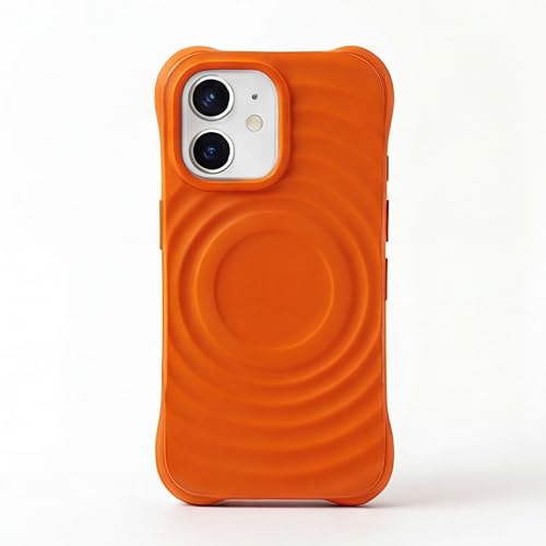 Image of amazon basics Shockproof Case for iPhone 12 | Ripple Pattern | Camera Protection | Protective Cover with Enhanced Grip & Wireless Charging Support - Orange