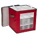 Household Essentials 552RED Medium Christmas Tree Ornament Storage Box | Stores Up to 27 Xmas Ornaments | Red Bin with Green Trim