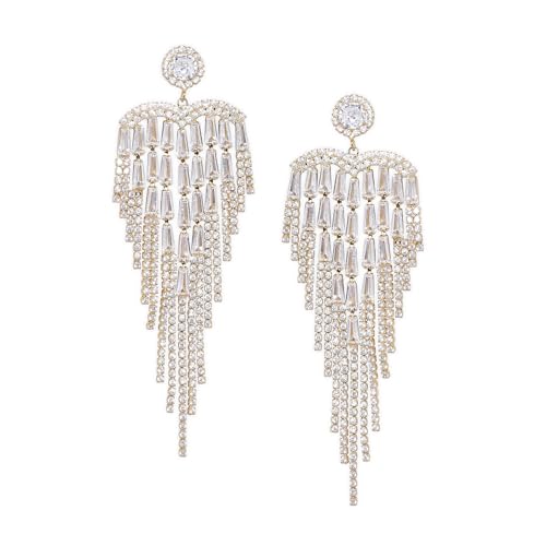 Image of Rubans Long Dangler Earrings Crystal & American Diamond Zirconia Jewellery Gift for Women & Girls