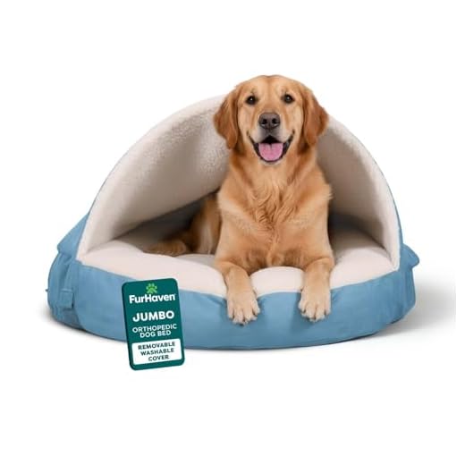 Furhaven 44" Round Orthopedic Dog Bed for Large Dogs w/ Removable Washable Cover, For Dogs Up to 80 lbs - Sherpa & Suede Snuggery - Blue, 44-inch