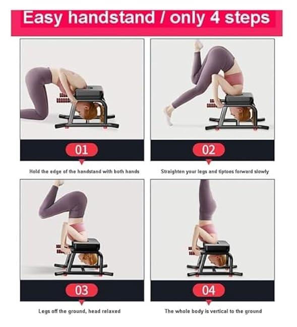Yoga Headstand Bench with Double Armrests, Ergonomic Yoga Inversion Chair, Home Workout Yoga Stool, Steel Frame with Widened Panel