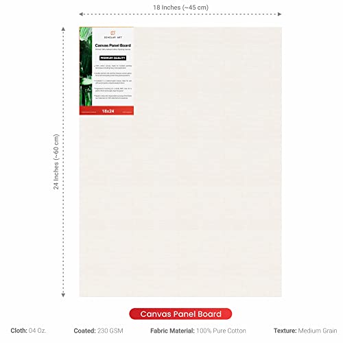 Image of Scholar Art Hobby Series 04 Oz (230 GSM) 100% Cotton Canvas Panel Board for Painting (White Blank Canvas Boards for Acrylic Paint, Oil Paint, Wet & Dry Media) | 18 inchx24 inch (45x60 cm), Pack of 4
