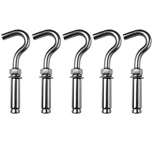Image of Expansion Hook Anchor Bolt 5 Pack M12 304 Stainless Steel Concrete Wall Hooks Heavy Duty Open Cup Expansion Bolts for Concrete Wall