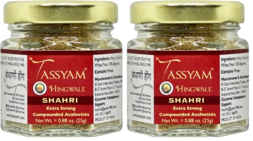 Image of Tassyam Organics Hingwale Extra Strong Shahri Hing 25g Bottle | Hand Pounded & Natural | Jain Hing (Pack of 2)