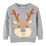 クリスマス セーター キッズ 子供服 男の子 女の子 可愛い トナカイ柄 長袖 丸首 ニット セーター トレーナー プルオーバー クリスマス 衣装 子供 防寒 暖かい カジュアル おしゃれ ベビー服 部屋着 プレゼント 新年 春秋冬 Christmas-3