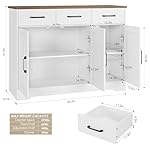 HOSTACK Modern Farmhouse Sideboard Buffet Cabinet, Barn Doors Buffet Storage Cabinet with Drawers and Shelves, Wood Coffee Bar with Storage for Kitchen, Dining Room, Living Room, White - Image 3