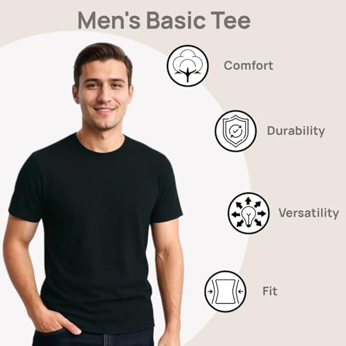 VPG Plain Tshirts for Men, Short Sleeve Crew Neck Cotton T Shirts Fitted Casual Tee Shirt2
