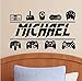 Stickers muraux et peintures murales d'art nom personnalisé contrôle de jeu joueur de jeu nom personnalisé salle de jeux garçon chambre d'enfants 57x35cm