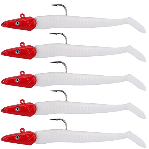 Goture Soft Fishing Lures jig Heads, Saltwater Freshwater Minnow Fishing Bait Big Tail with jig Head for Fishing Fresh, Soft Shrimp Lures Fishing Lures Saltwater Swim baits 5 Pack 15 Pack