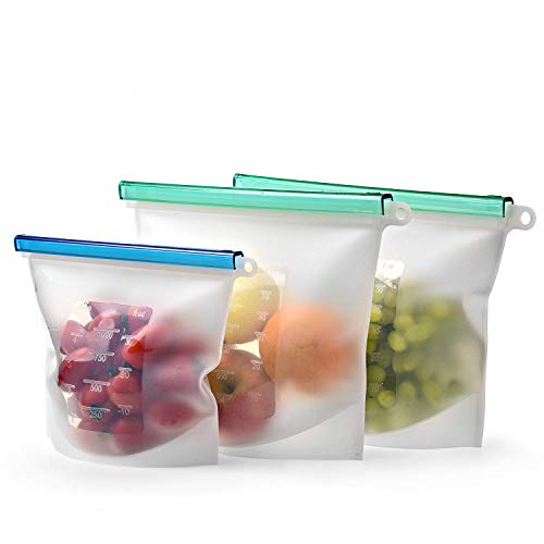 Preisvergleich Produktbild Dyna-Living Wiederverwendbare Aufbewahrungstasche, 3-teilige, luftdichte Reißverschlussbeutel Halten Sie Ihre Lebensmittel frisch. Tasche zum Kochen,Mittagessen, Snack, Sandwich, Gefrierschrank