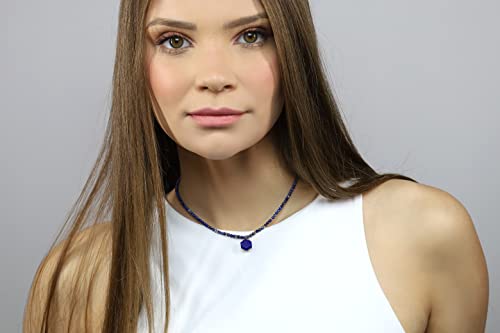 Collier hexagonal en lapis lazuli de qualité supérieure noué main - 4