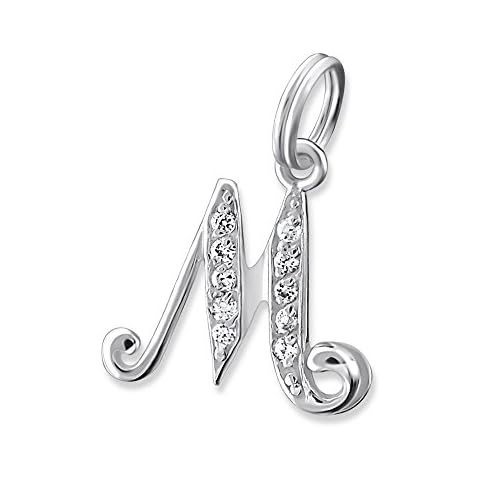 Bungsa Buchstabe M Halsketten-Anhänger Buchstaben 925 Sterling Silber Cover