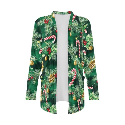 Image of Forchrinse Red Ladybug Cardigan for Women Causal Long Sleeve Open Front Cardigans Sweater Fashion 2024 Fall Coat with Pockets
