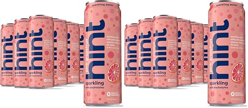 Image of Hint Sparkling Water, Pink Grapefruit - Carbonated Fruit-Infused Water with Electrolytes, Zero Calories, and Sugar Free - 12 Fl Oz Cans (Pack of 24)