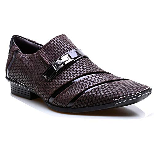 Sapato Social Masculino Calvest em Couro Lupy Café com detalhes Verniz - 1750B720NC - 45
