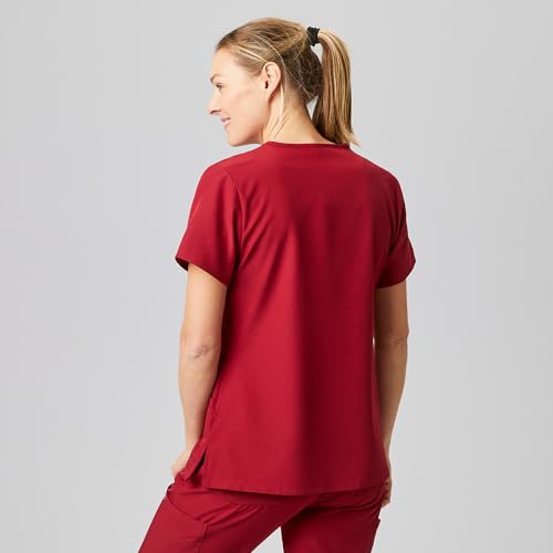 EXNER medizinischer Schlupf-Kasack, Regular fit Stretch, für Damen in Krankenpflege, Altenpflege, Kosmetik, Medizin, Bordeaux, Größe S – Bild 2