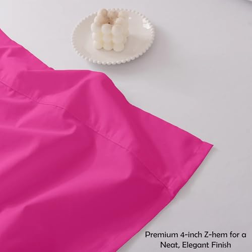 Image of Hot Pink Full Flat Sheet Only, Soft 100% Cotton Top Sheets | Sateen Weave 1 Piece Cool & Breathable Luxury Hotel Quality Bed Sheets, Extra Soft and Comfy - Wrinkle Free Bedsheet