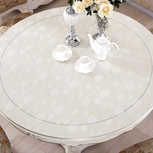 Nappe ronde en PVC transparent motif pissenlit blanc pour table de salon