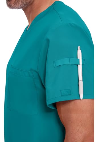 Image of Dickies EDS Essentials Scrubs for Men V-Neck 360 Stretch Medical Scrub Top | Relaxed Fit, 2 Pocket Design, 360 Stretch, Moisture Wicking Fabric, Durable Construction, Side Vents, Easy Care