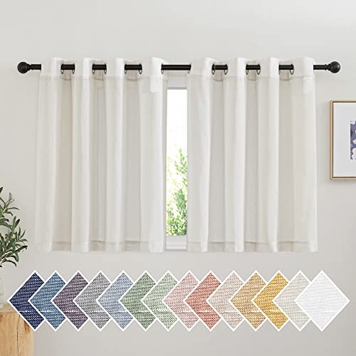 NICETOWN Natural Kitchen Curtains 36 inch Length, Grommet Small Curtains & Drapes Semi Sheer Privacy with Light Filtering Window Drapes for Cafe/Kids