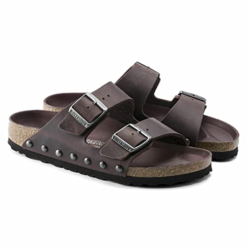 Birkenstock Arizona Mens Oiled Leather Sandal with Rivet Detailing, Habana Color Regular Width