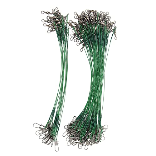 Fishing Leader, 100PCS Hard Steel Wire Leaders Saltwater Tackle Rig with Swivels Snap Fishing Wire Gear Equipment for Lures Bait Hooks (15cm)