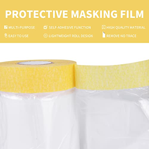 TAPEBEAR Pre-Taped Masking Film, Tape and Drape, Plastic Sheeting Roll, Automotive Painters Masking Tape Film - Image 4