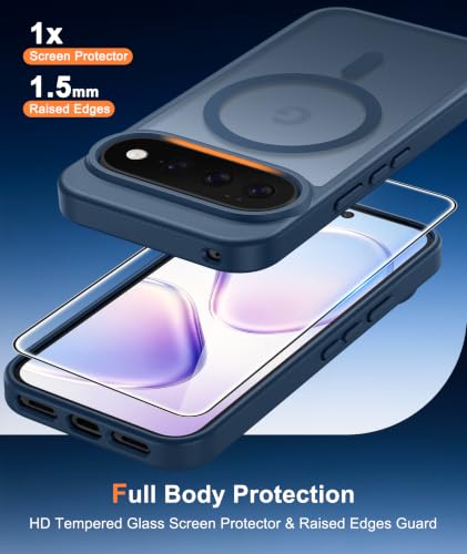 Image of FNTCASE for 11 /11 Pro Case: Compatible with MagSafe Blue | With Screen Protector, Translucent Magnetic Back, Military Grade Drop Protection, Matte Shockproof Phone Cover, Blue