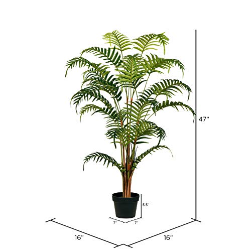 Vickerman 47 Inch Tall Potted Artificial Fern Palm Tree Tropical Plant For Home Living Room Kitchen Office Indoor Plant Decor Faux Tree Natural Green Look #TOP4