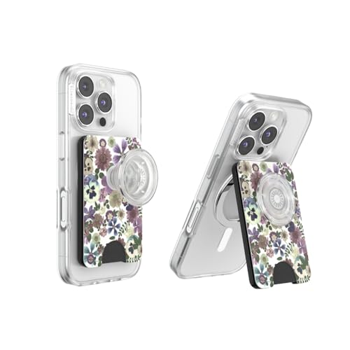 Image of PopSockets Kick-Out Wallet for MagSafe, Adjustable Kickstand, Magnetic Stand - Pressed Flower