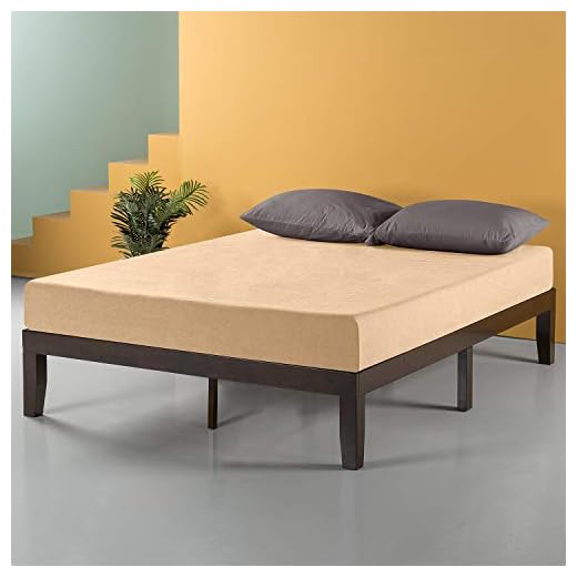 Zinus Moiz 14 Inch Wood Platform Bed / No Box Spring Needed / Wood Slat Support / Dark Brown, Full