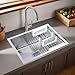 Ruhe® Handmade Single Bowl 24 x 18 x 10 inches Kitchen Sink | Premium Stainless Steel Sink with Brushed Matte Finish | Including Strainer-Basket/Sink Coupling/Waste Pipe – Grey