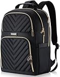 Laptop Backpack for Women, School Backpack for Teen Girls, 15.6 Inch Quilted Work Backpack Purse, Large Anti-theft Bookbag for Students, Casual Daypacks for Women, Black