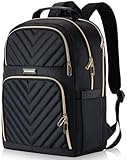 Kuosdaz Backpack Women, 15.6 Inch School Backpack Girls Teenager, Laptop Backpack Stylish Daypack Waterproof for School, Uni, Travel, Work, Black