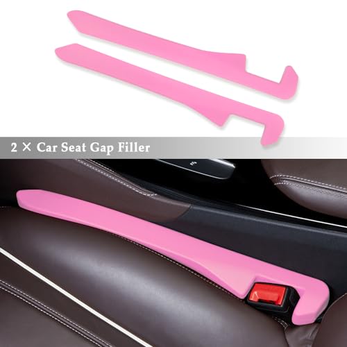 IHOTDER 2PCS Car Seat Gap Filler,Super Flexible Car Side Seat Gap Filler Car interior Accessories,Universal CCar Organizer Between Seats for Tightly Filling Seat Gaps (Pink)……