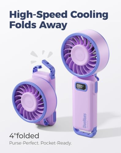Diveblues Portable Turbo Fan, Purple Personal Neck Fan, Small Travel Fan — view 3