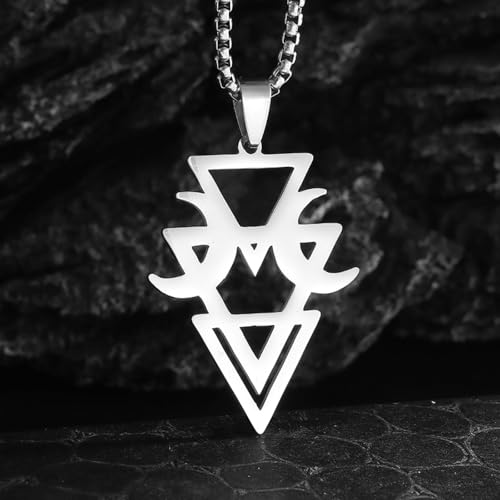 Collier homme gothique triangle et lune en pendentif géométrique