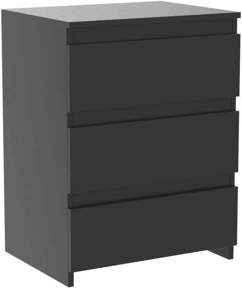 Yaheetech Wood Nightstands Set of 2, Bedside Tables with 3 Drawers, Cabinet Units Accent Tables with Storage Space for Bedroom/Small Space, Black