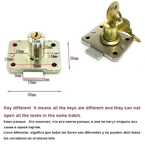 Serrure de tiroir 16mm en zamak argenté KeyDiffer MX08 G1 - 3