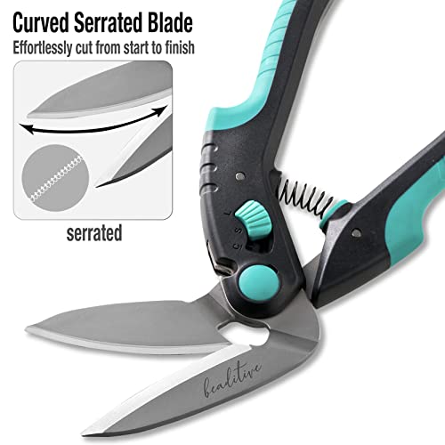 Beaditive S-734 Heavy Duty Multipurpose Angled Craft Scissors 10 Inch - Japanese Stainless Steel, Serrated Blade - Industrial Shears For Thick Fabrics, Leather, Cardboard thumb #2