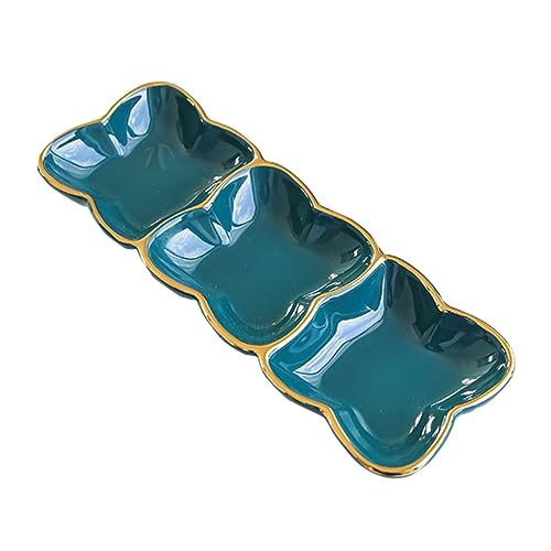 BRIGHTFUFU Ceramic Three-slot Serving Plate Sauce Dishes for Charcuterie Relish Condiments Multi-purpose Dish for Restaurant Use