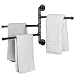 MyGift Wall-Mounted Industrial Pipe 3-Arm Swivel Towel Bar Rack, Black