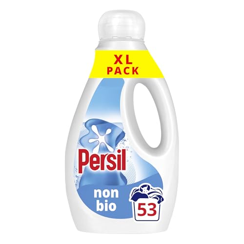 Persil Non Bio Laundry Washing Liquid Detergent outstanding stain removal in quick & cold washes tough on stains, gentle next to sensitive skin 53 washes (1.431 L), Packaging May Vary