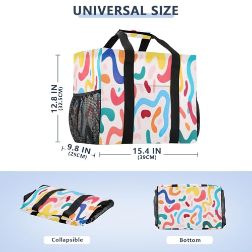 Color Waterproof Tote Bag,Multi-Purpose Kitchen Reusable Grocery Bags, Travel, Beach & Laundry Organizer 15.4 X 9.8 X 12.8 inch3