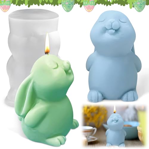 Moldes de Conejito de Pascua, Molde de Vela de Conejo de Pascua, 3D Conejo Conejo Vela Molde, Molde de Vela de Pascua, para Velas Perfumadas para Regalos de Pascua, Velas de Cera de Soja, Artesanía