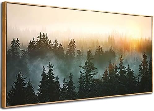YJYart Large Foggy Forest Canvas Wall Art Landscape Mountain...