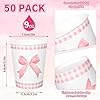 Whaline 50Pcs Pink Bow Treat Bags With Toppers - Coquette Style Candy Bags For Party Favors