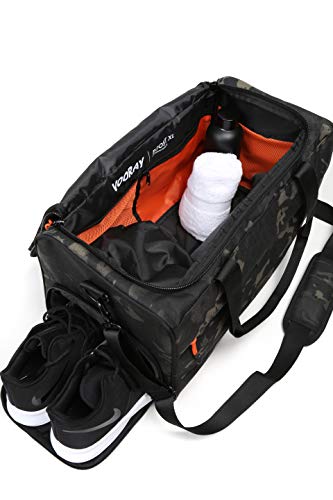 Vooray Boost XL Duffel, Large Water-resistant Gym Bag with Shoe Compartment, Accessory Pockets, Premium Overnight Weekender Travel Bag, Durable Sports Duffel Men Women 32L