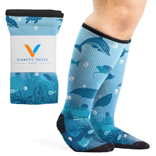 Image of Viasox Compression Socks for Women and Men, Knee High Socks 12-15 mmhg Circulation Support for Flight, Travel, Daily